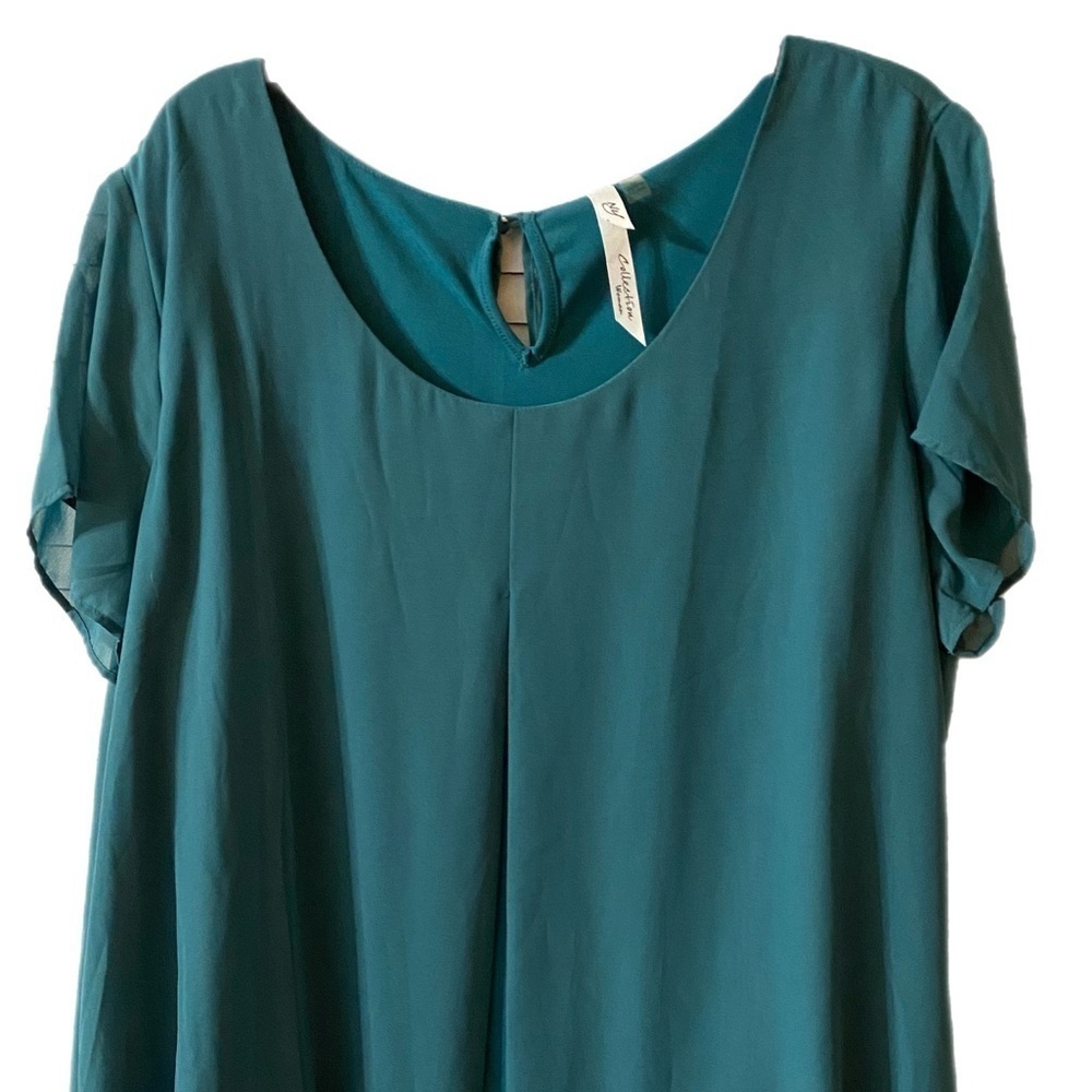 NY Collection Shift Dress, Mini, Sz 2X, XXL, Teal, Pastel, Coastal, NWOT - Picture 6 of 11